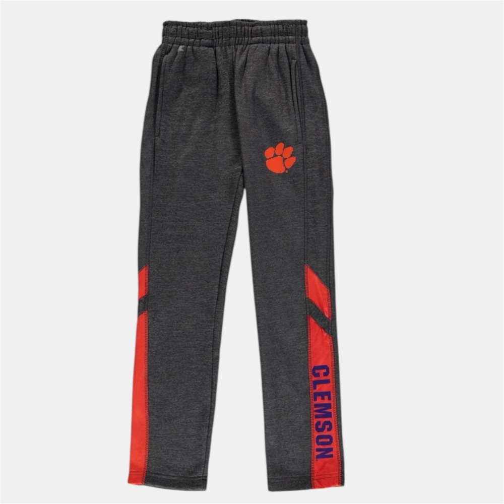 Clemson Tigers Fleece Athletic Pants Heathered Gray Youth XL 20